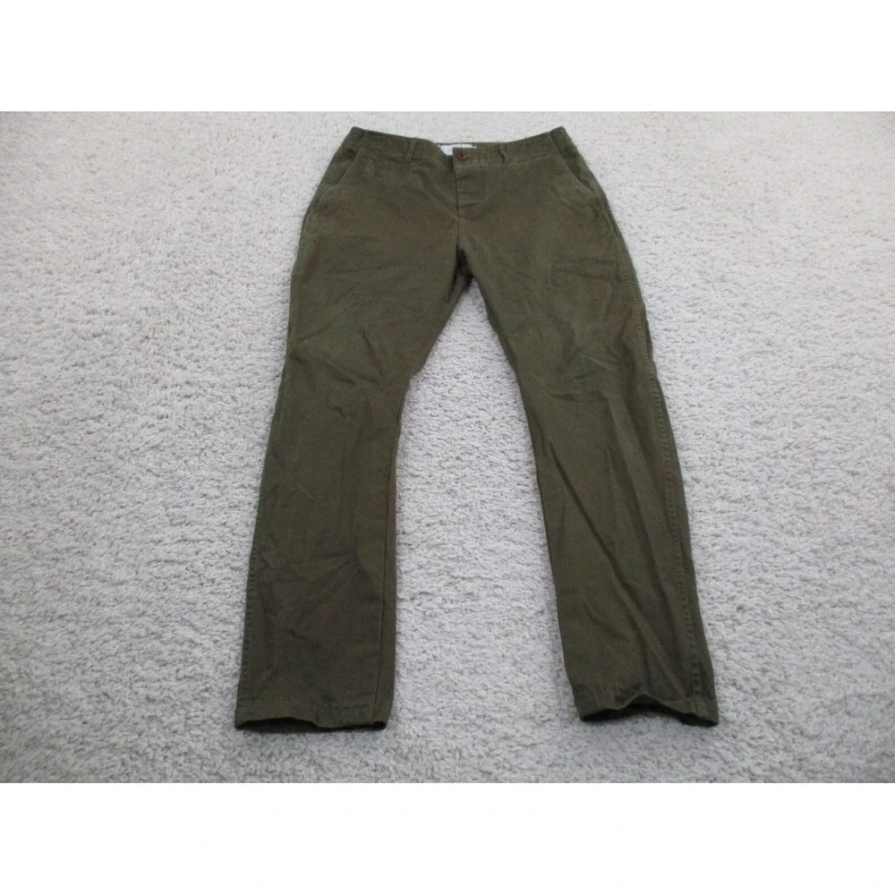 Wings + Horns Pants Mens 33 Green Brown Chino Button Fly Outdoor Casual Preppy A